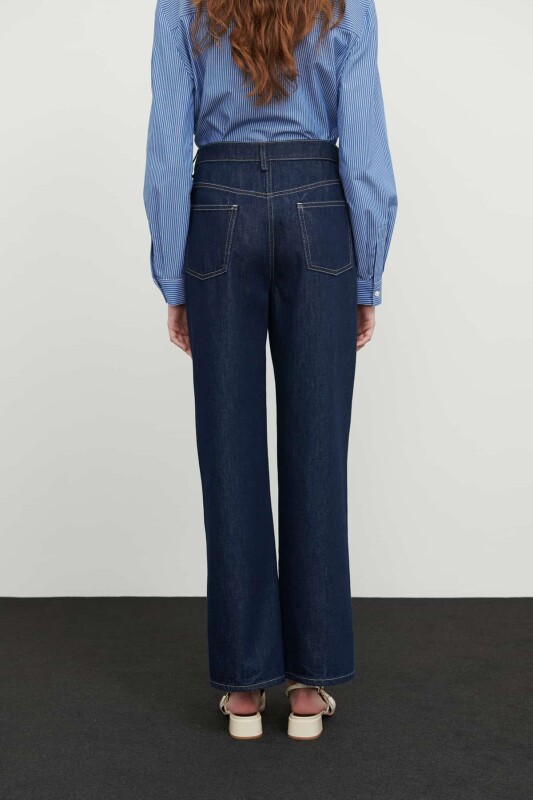 Geniş Paça Denim Pantolon Lacivert - 2