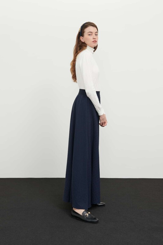 Beli Lastikli Maxi Boy Gofreli Kumaş Etek Standart Renk - 4