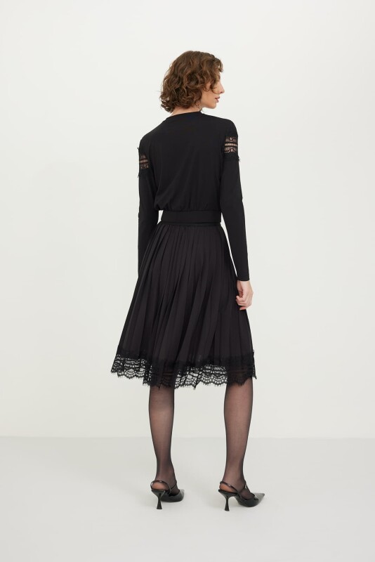 Dantel Detaylı Örme Bluz Siyah - 2