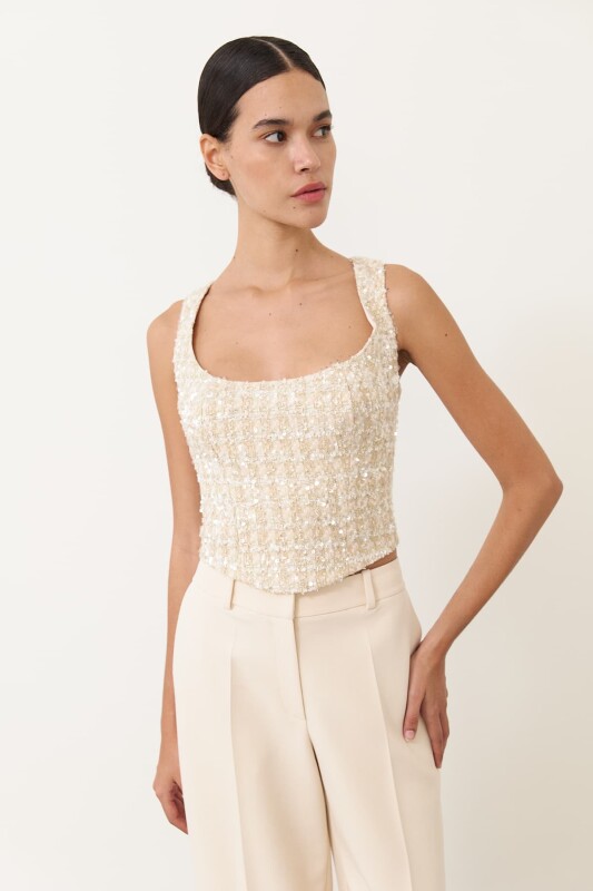 Recycle Duble Paça Pantolon Krem - 4