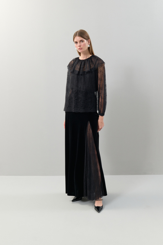 Dantel Bluz Siyah - 4