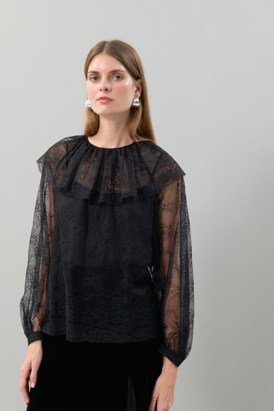 Dantel Bluz Siyah - Roman