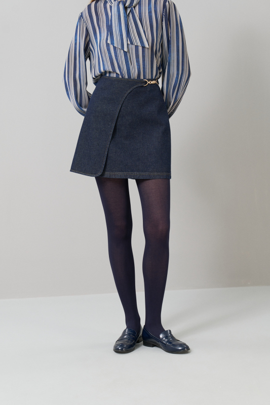 Aksesuar Detaylı Denim Mini Etek Lacivert - 3