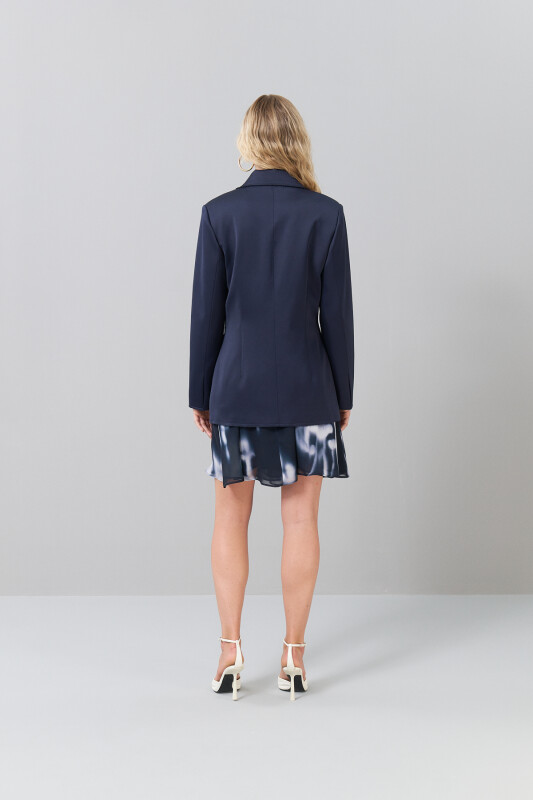 Tek Düğmeli Erkek Yaka Blazer Ceket Lacivert - Roman (1)