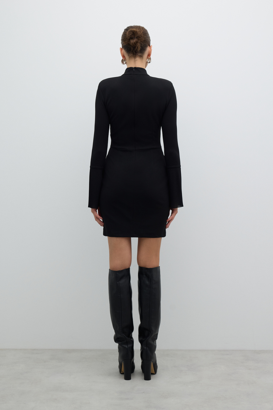 Örme Mini Elbise Siyah - 2