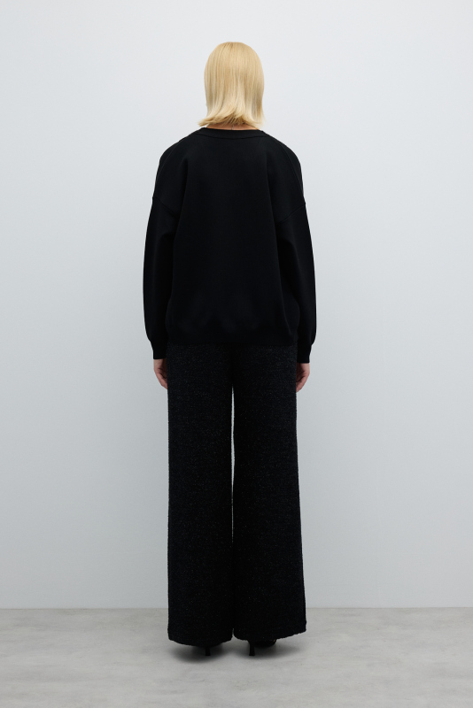 İşleme Detaylı Triko Hırka Siyah - Roman (1)