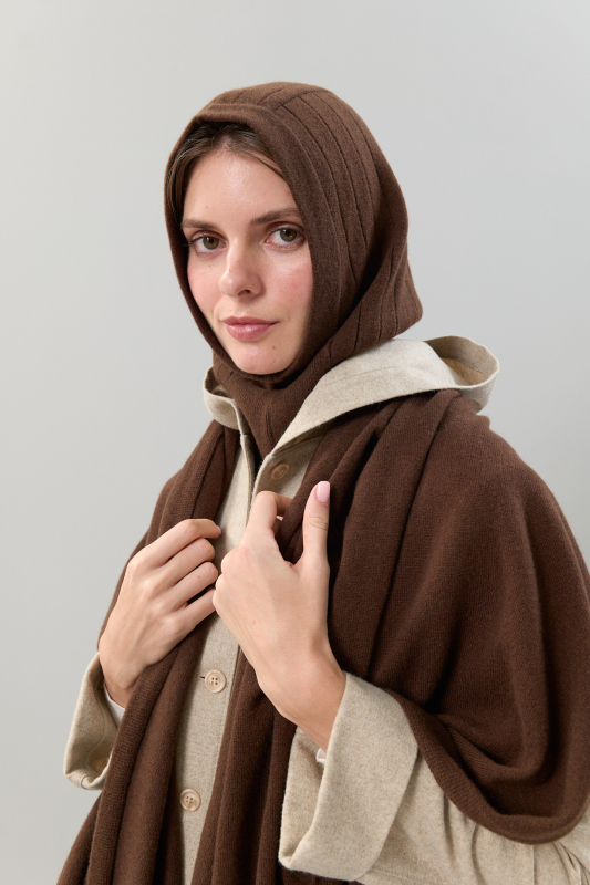 Boyunluklu Triko Bere Kahve - 2