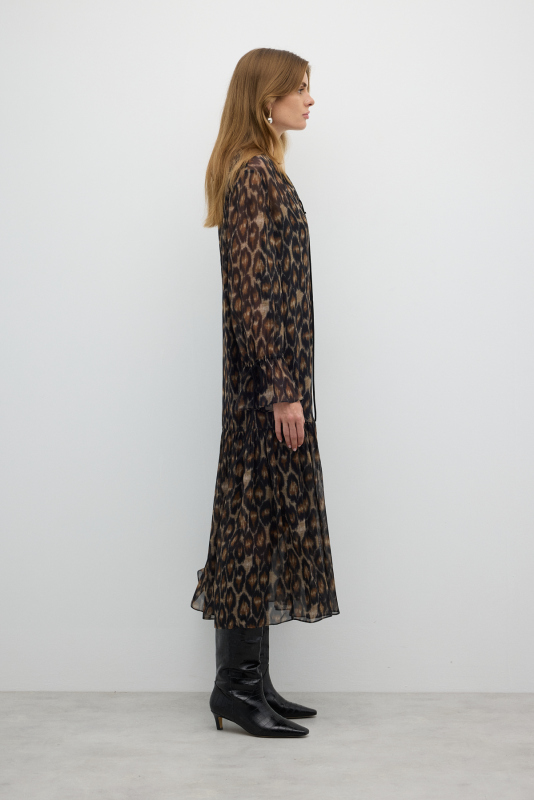 Leopar Desenli Midi Boy Etek Standart Renk - 4