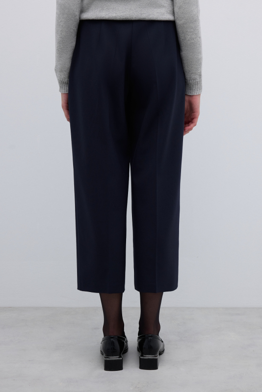 Yün Karışımlı Düz Paça Pantolon Lacivert - Roman (1)