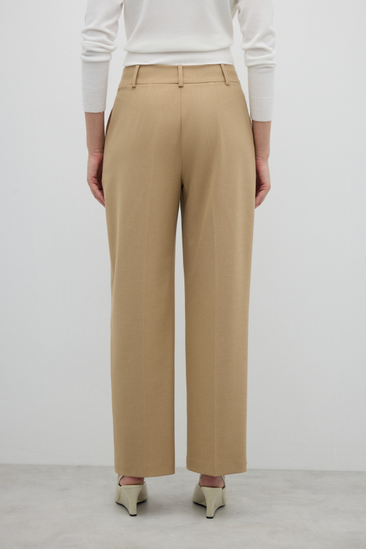 Yün Karışımlı Düz Paça Pantolon Bej - Roman (1)