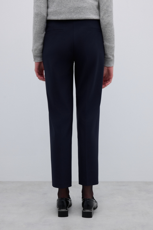 Yün Karışımlı Düz Paça Pantolon Lacivert - Roman (1)