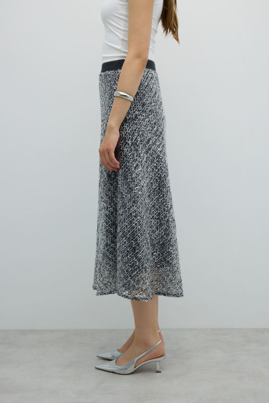 Payetli Beli Lastikli Midi Boy Etek Standart Renk - 3