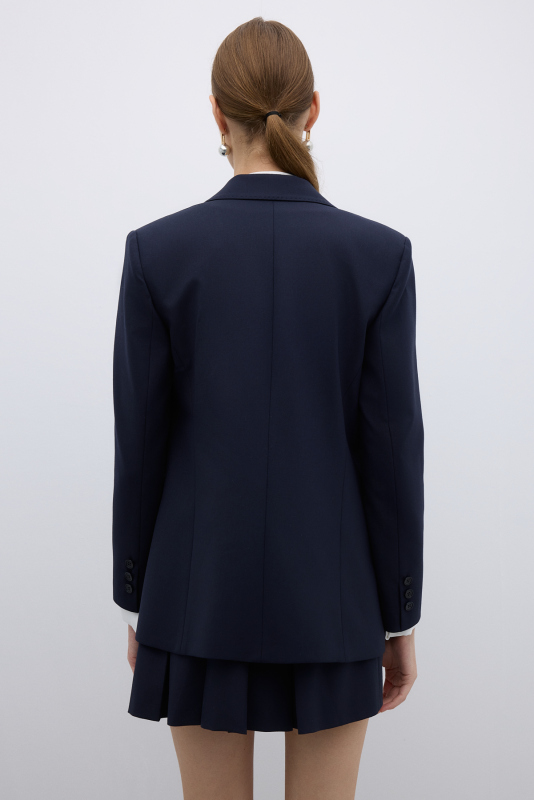 Punto Dikişli Kruvaze Blazer Ceket Lacivert - 2