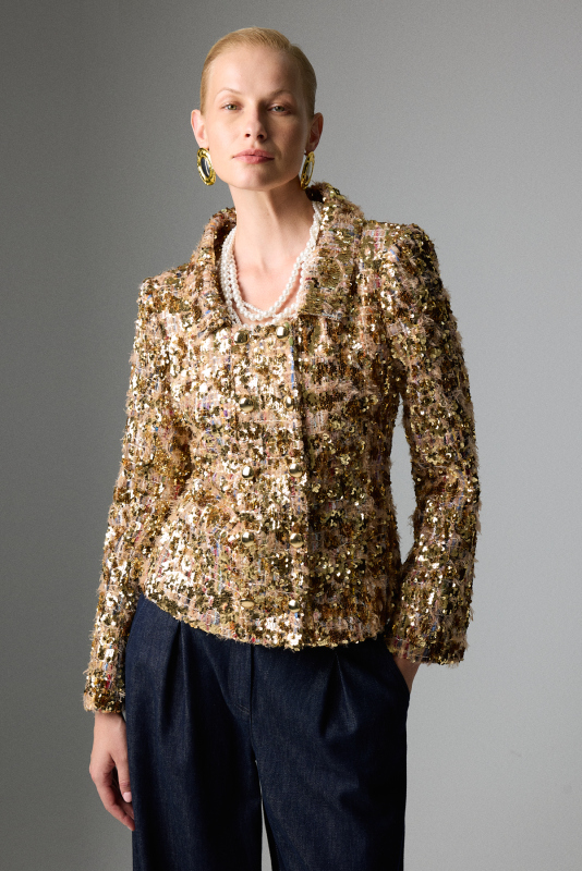 Çıtçıt Detaylı Payet Ceket Gold - Roman