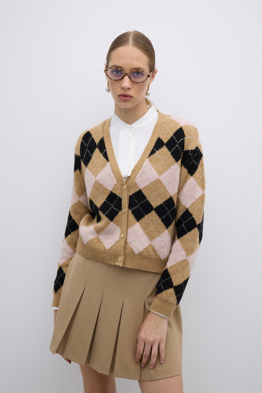 V Yaka Triko Hırka Standart Renk - 1