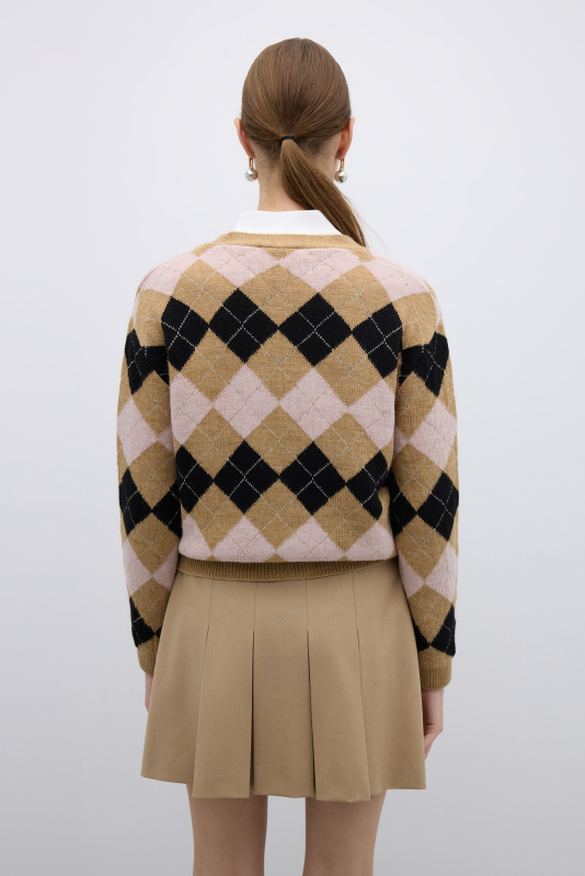 V Yaka Triko Hırka Standart Renk - 2