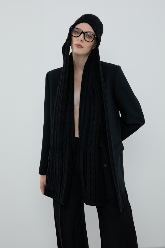 Yün Karışımlı Atkılı Bere Siyah - 1