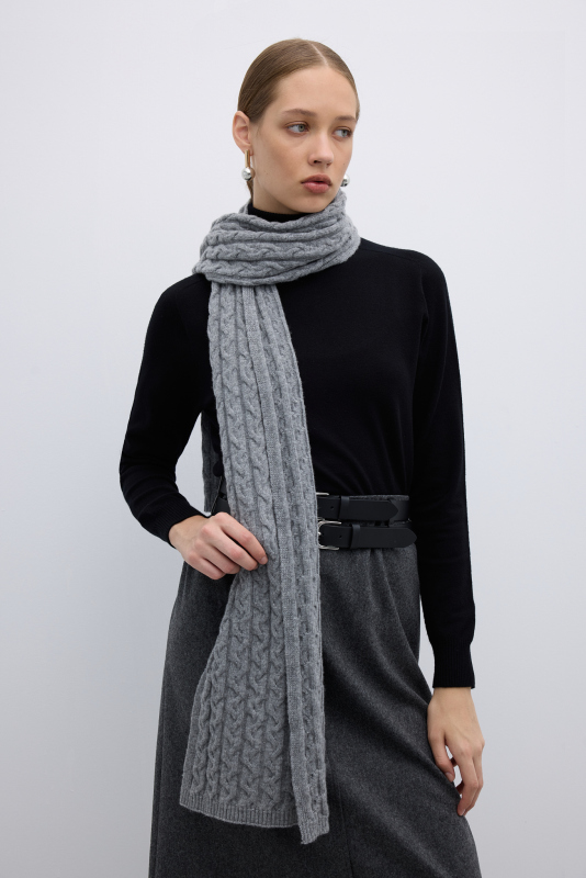 K26 72008 Triko Atkı Gri - Roman