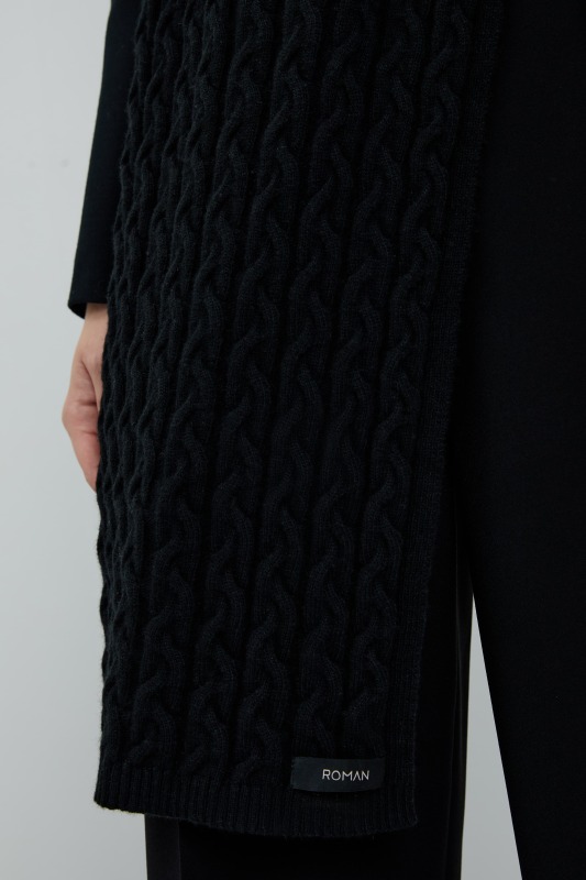 Yün Karışımlı Atkı Siyah - 4