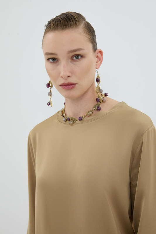 Ametist Doğal Taş Detaylı Kolye Standart Renk - 1