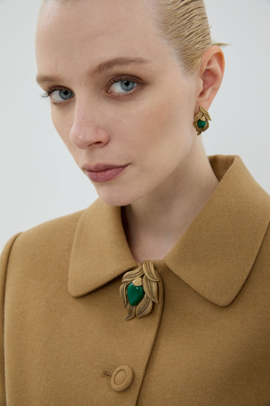 Yeşil Taş Detaylı Küpe Standart Renk - 2