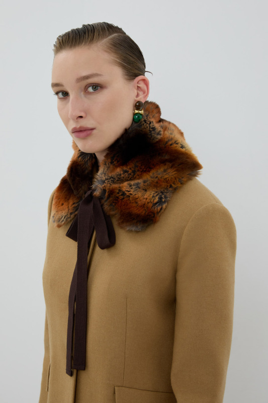 Bağlama Detaylı Kürk Yaka Standart Renk - Roman (1)