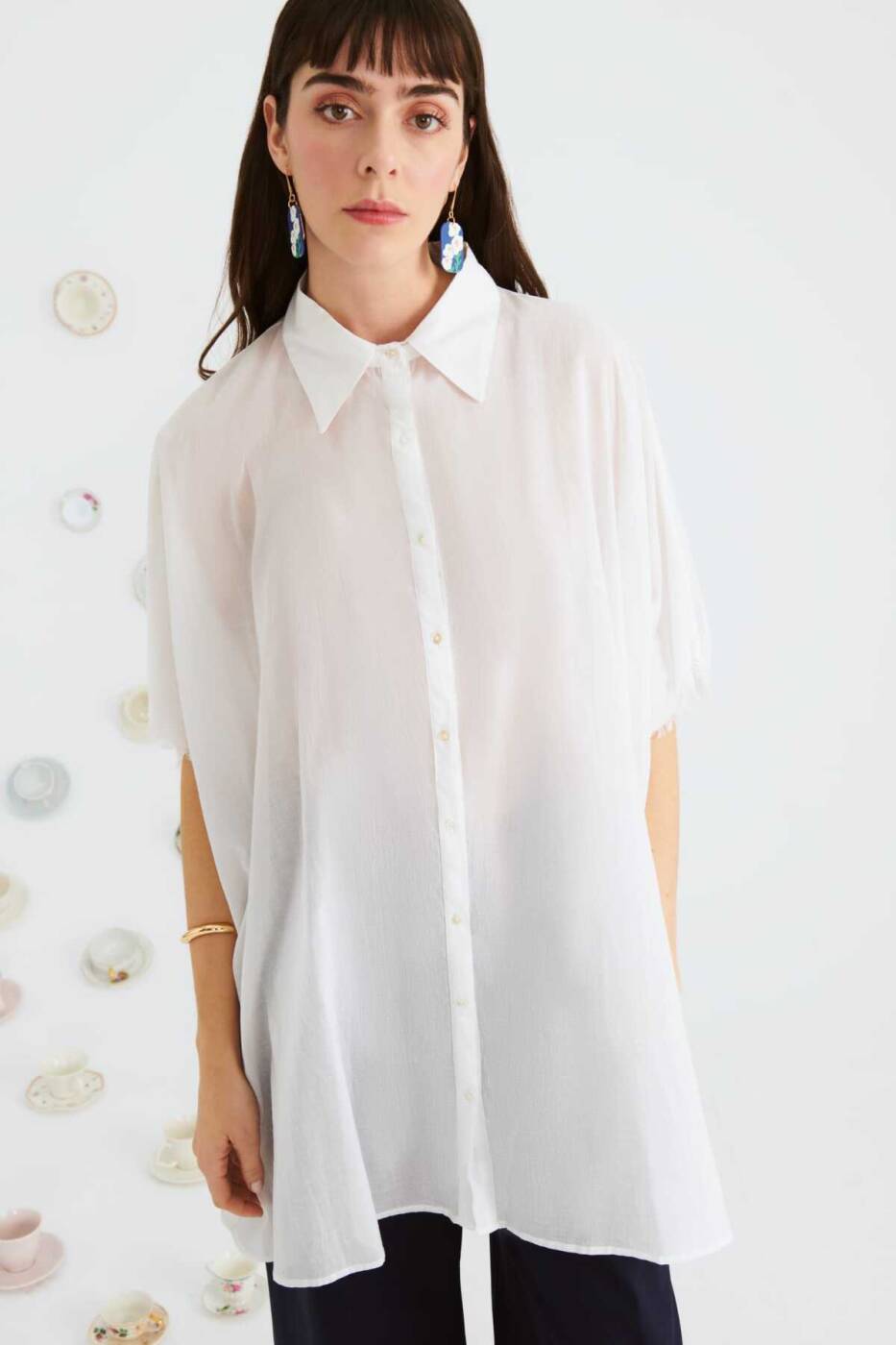 Kadın Gömlek Elbise Beyaz - 6