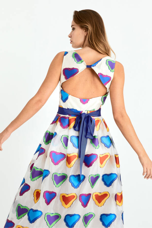 Kalp Desenli Kuşaklı Nişan Elbisesi Standart Renk - 2