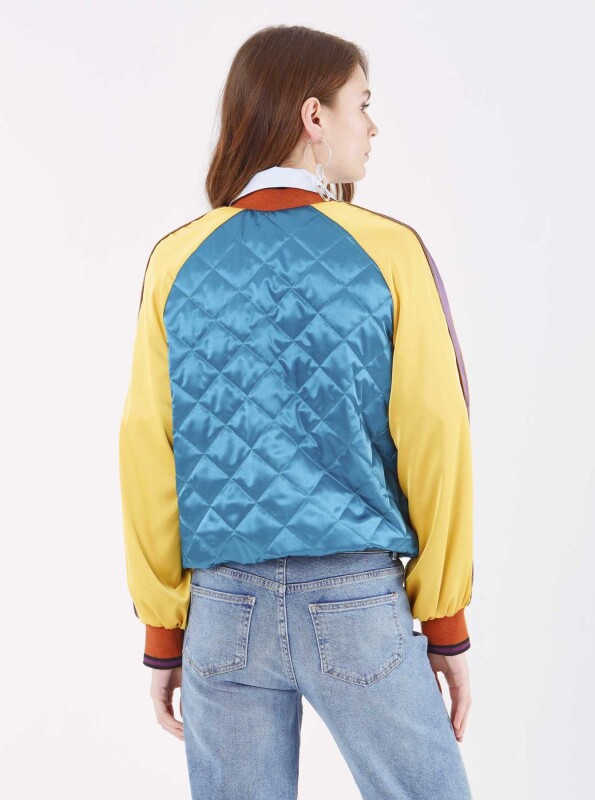 Kapitone Desenli Renkli Bomber Ceket Standart Renk - 2