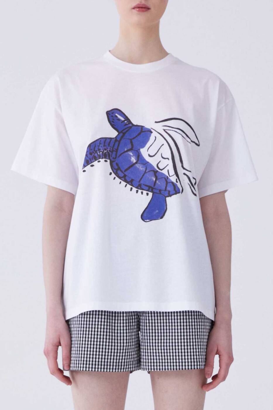 Kaplumbağa Desenli Kadın T-Shirt Beyaz - 1