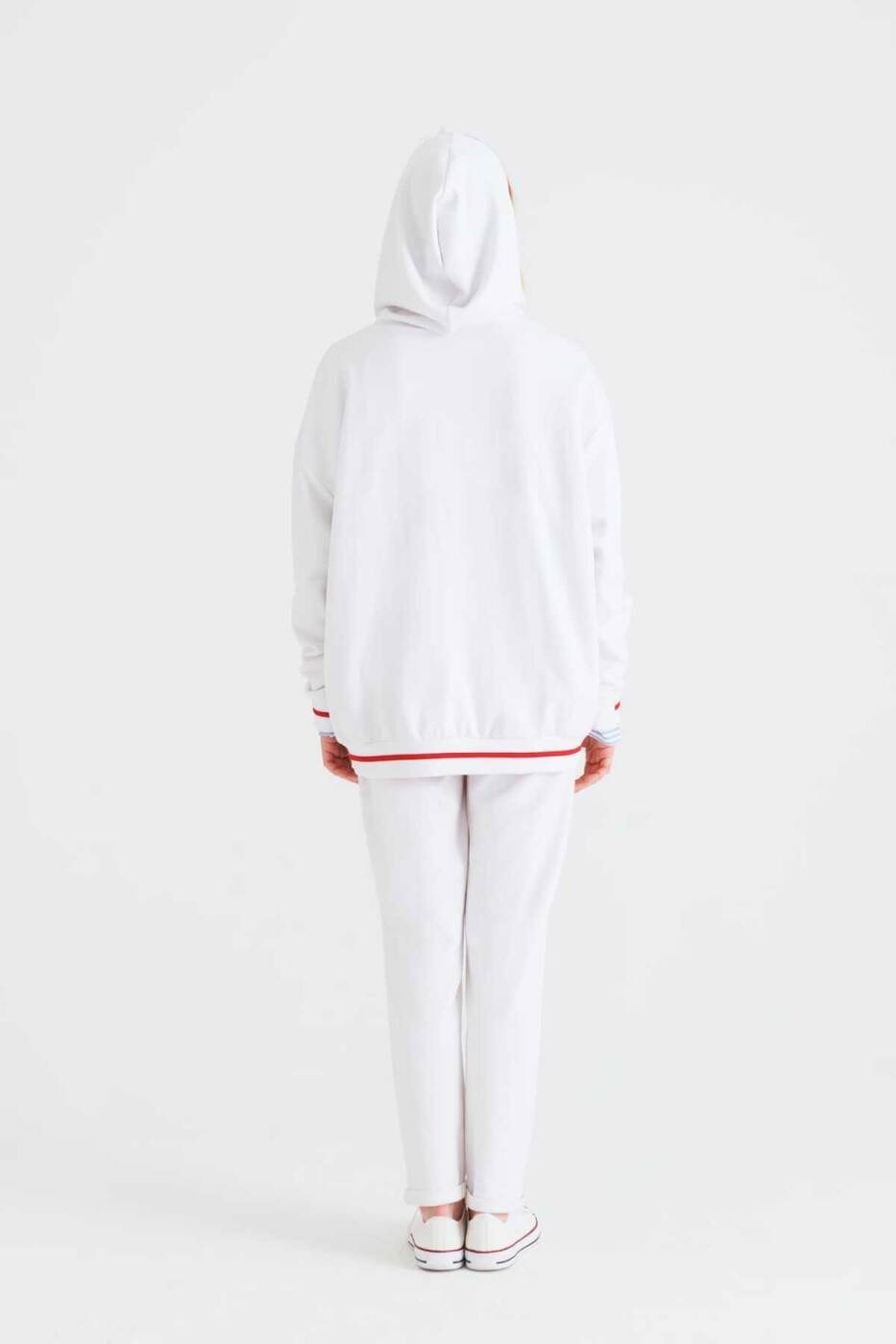 Kapüşonlu Kadın Sweatshirt Beyaz - 2