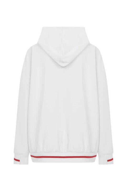 Kapüşonlu Kadın Sweatshirt Beyaz - 5