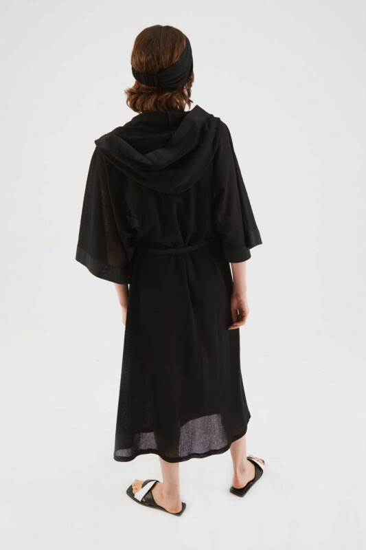 Kapüşonlu Kimono Siyah - 2