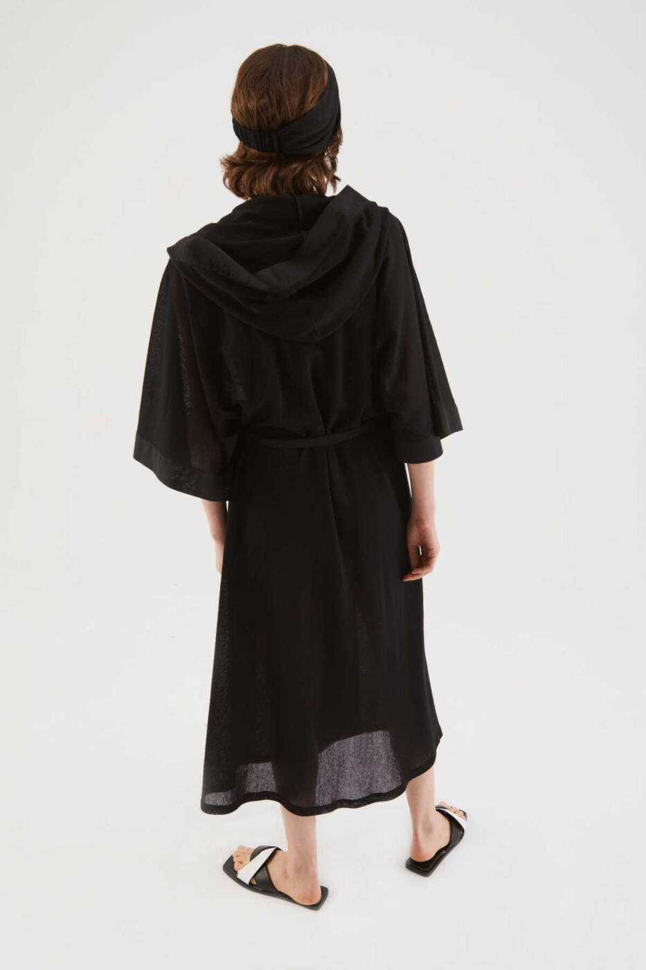 Kapüşonlu Kimono Siyah - 2