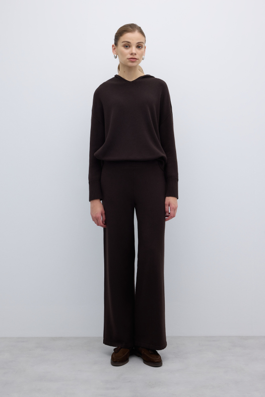 Kapüşonlu Triko Kahve - 4