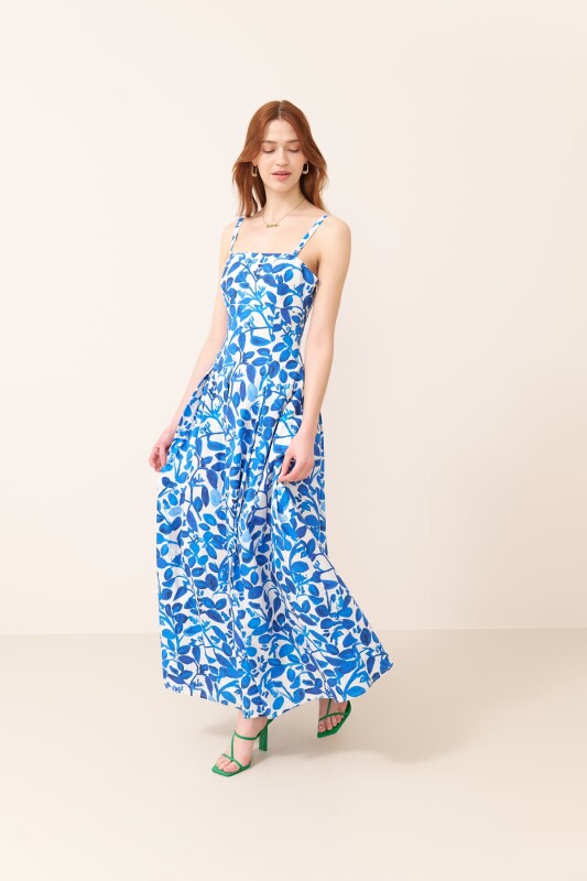 Kare Yakalı Maksi Boy Elbise Standart Renk - 3