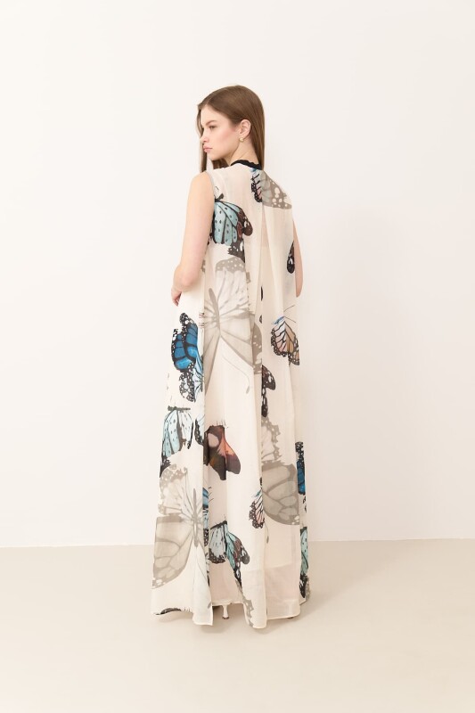 Kelebek Desenli Maksi Boy Elbise Standart Renk - 2