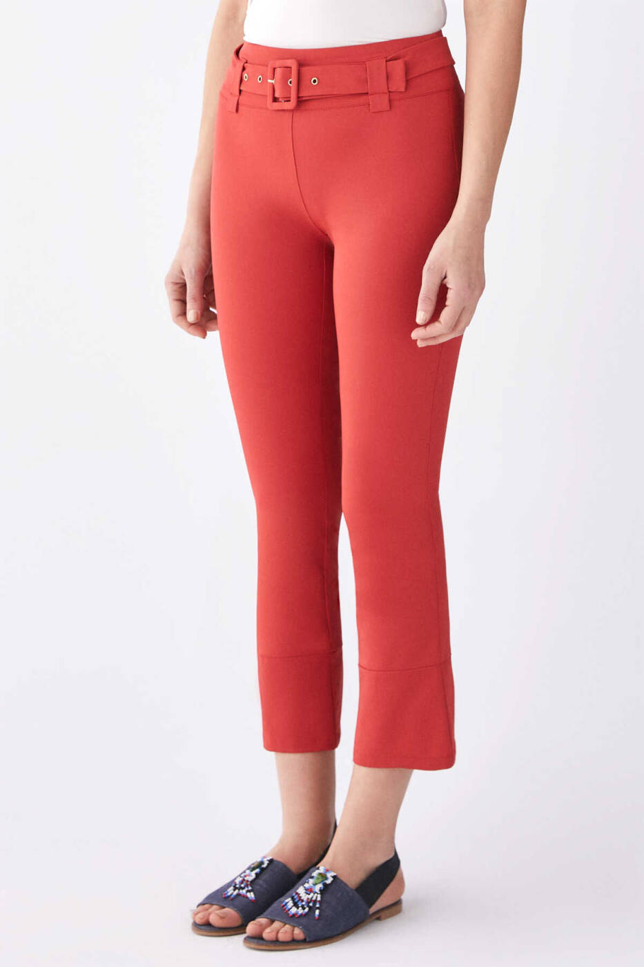  Kemer Detaylı Kadın Pantolon Kırmızı - 3