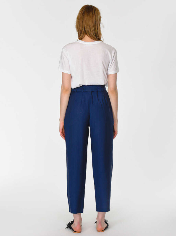 Kemer Detaylı Kadın Pantolon Lacivert - 2