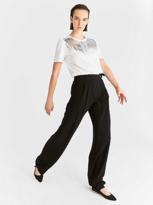  Kemer Detaylı Kadın Pantolon Siyah - 3