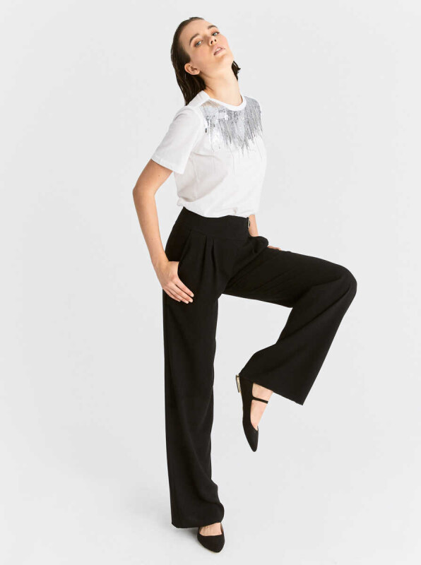  Kemer Detaylı Kadın Pantolon Siyah - 4