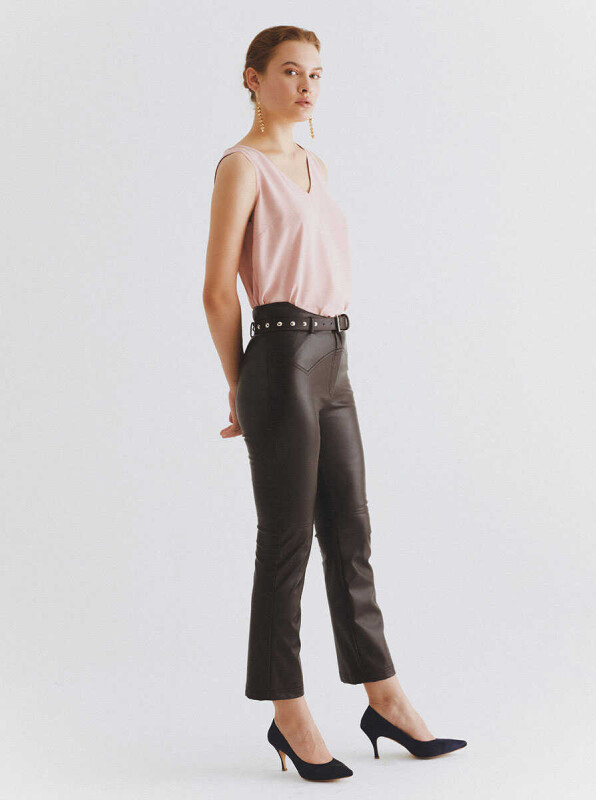  Kemer Detaylı Pantolon Kahve - 3