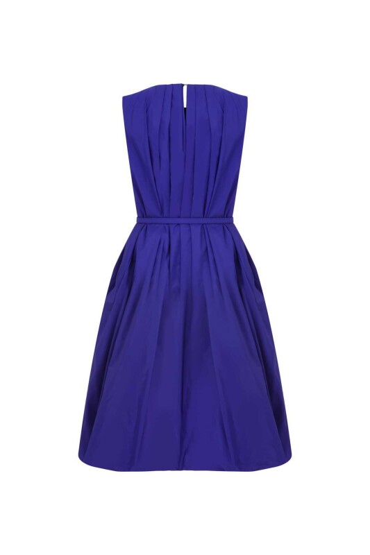  Kemer Ve Broş Detaylı Tafta Abiye Elbise Saks - 5