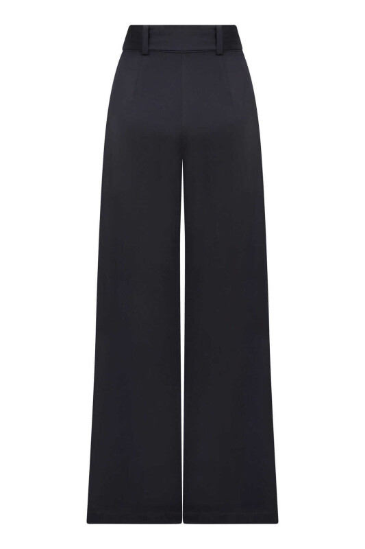  Kemerli Geniş Paça Pantolon Lacivert - 2