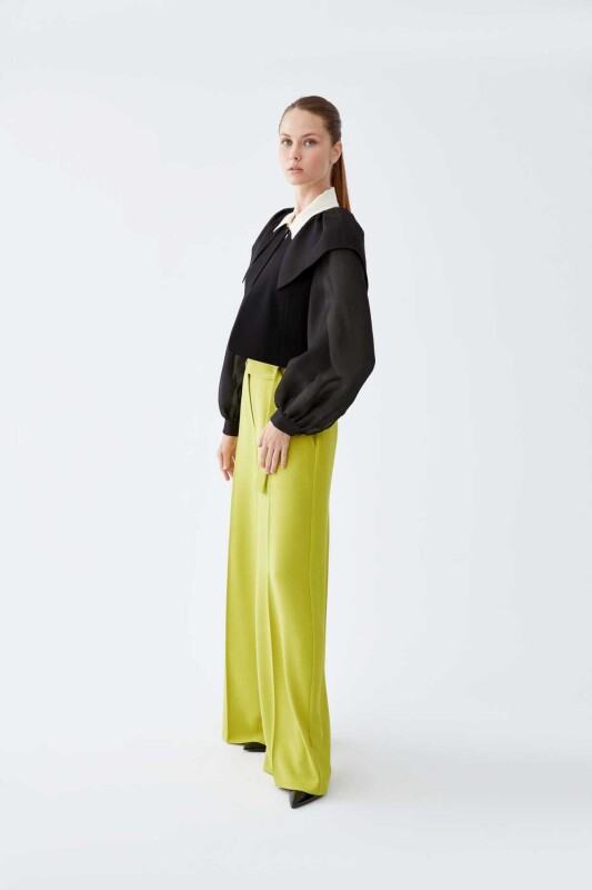  Kemerli Kadın Pantolon Yeşil - 3