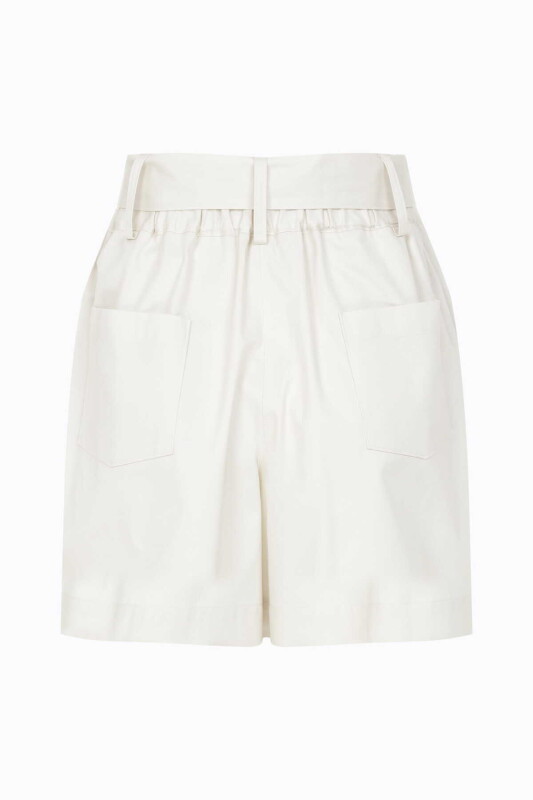 Kemerli Kadın Şort Bej - 5