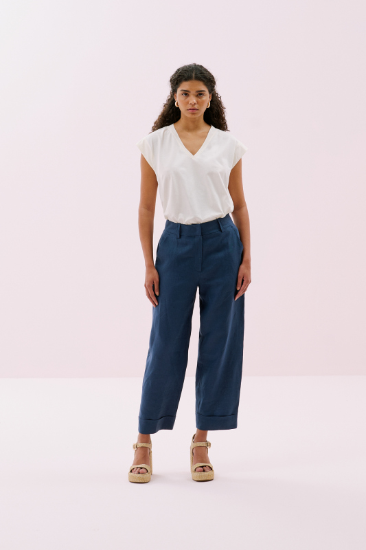 Keten Double Paça Pantolon Lacivert 