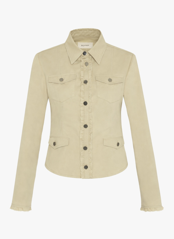 Keten Karışımlı Metal Düğmeli Fit Ceket Bej - 4