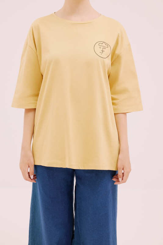 Kısa Kol T-shirt Bej - 1