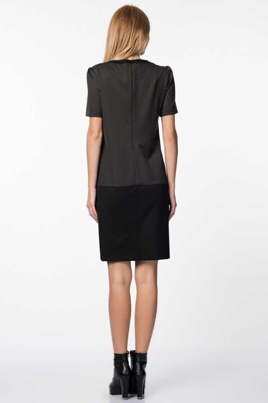  Kısa Kol Mini Detaylı Antrasit Günlük Elbise Antrasit - 2